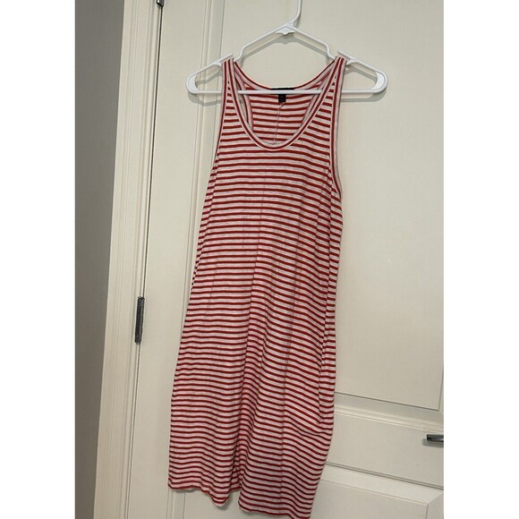 J CREW Orange and White Striped Tank T-shirt Dress Size Medium - Picture 1 of 8